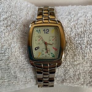 Working Silver Tone Merona Watch with multicolored Numbers & Brand New Battery!